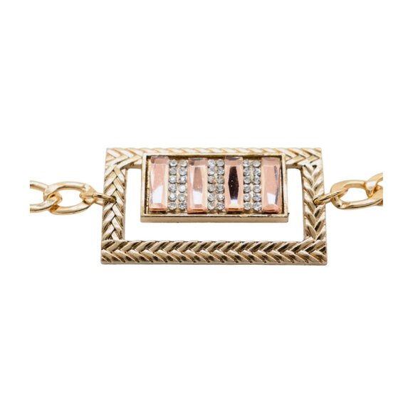 NEW Women Gold Metal Boot Chain Bracelet Bling Shoe Square Charm Fashion 2PCS - Picture 7 of 17